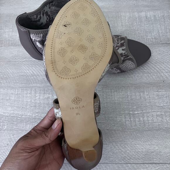 Isola Snakeskin Zip Up Brown Stiletto Heels - Size 9.5 - Picture 7 of 10